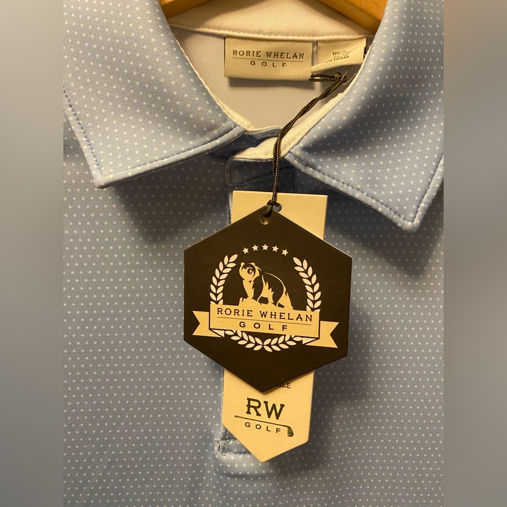 Rorie Whelan Golf UPF 50 blue & white polo - Picture 4 of 6
